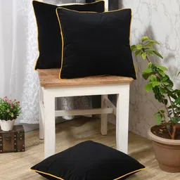 Clasiko Purple & Yellow 3 Pieces Velvet Square Cushion Covers-image-9