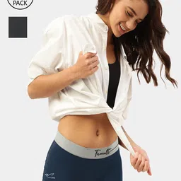 FREECULTR Women Pack Of 2 Grey & Blue Solid Boyshort  Briefs-43