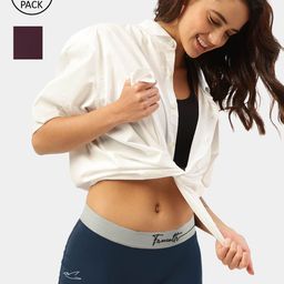 FREECULTR Women Pack Of 2 Blue & Burgundy Solid Anti Microbial Boy Shorts-picture-46