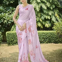 Mitera Floral Printed Satin Saree-picture-10
