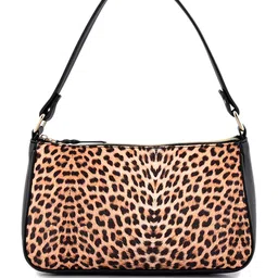 DressBerry Brown Animal Skin Printed Structured Hobo Bag-10