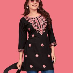 Kalavrund Creation Floral Embroidered Chikankari Kurti-picture-34