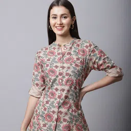 Pistaa Women Brown Floral Printed Kurti-picture-30
