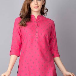 Pistaa Pink Geometric Printed Kurti-image-19