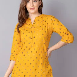 Pistaa Yellow Geometric Printed Kurti-picture-8