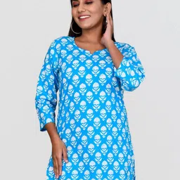 Kesarya Ethnic Motifs Printed Pure Cotton Kurti-image-6