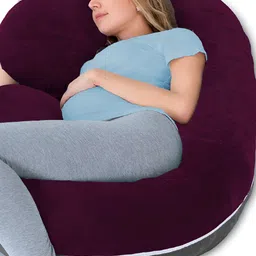 Mom's Moon Purple & Grey Lightweight Full Body Support C Shaped Maternity Pillow-image-92