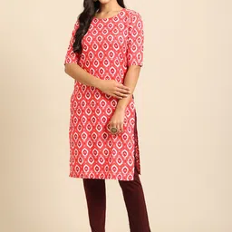 KALINI Women Pink Ethnic Motifs Printed Crepe Kurta-picture-24