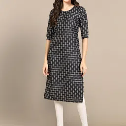 KALINI Abstract  Printed Straight Fit Crepe Kurta-picture-21