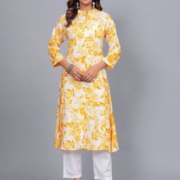 FCV Floral Printed Cotton A-Line Kurta-image-61