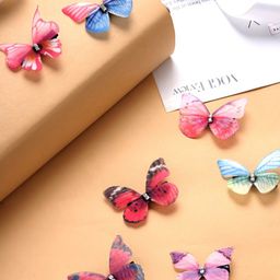 Yellow Chimes Girls Set of 7 Blue & Magenta Alligator Hair Clip-17