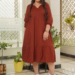 NANGALIA RUCHIRA Maroon A-Line Midi Dress-image-75