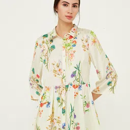Ancestry Floral Printed Shirt Collar Shirt Style Top-picture-34