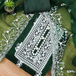 KALINI Embroidered Organza Unstitched Dress Material-image-79