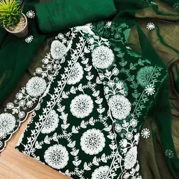 KALINI Embroidered Silk Georgette Unstitched Dress Material-image-54