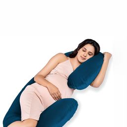 DADDY COOL Turquoise Blue Fibre Filled Faux Velvet Breathable Maternity Pillow-image-50