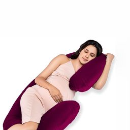 DADDY COOL Maroon Faux Velvet Breathable Maternity Pillow-image-54