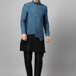 Utsav Fashion Men Embroidered Regular Thread Work Dupion Silk Kurta with Trousers-picture-6