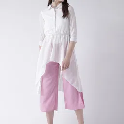 DODO & MOA White Shirt Collar Kurti-image-69