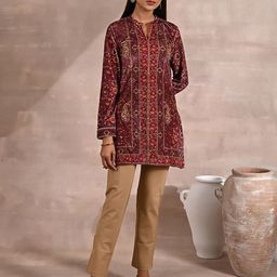 Lakshita Printed Velvet Mandarin Collar Kurti-image-27