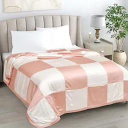 LINENWALAS Happy Sleeping Rose Gold Checked AC Room 233 GSM Reversible Single Bed Dohar-image-7