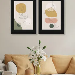 Random Green & Mustard 2 Pieces Creative Abstract Wooden Painting Wall Arts-3