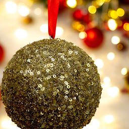 Hind Decor Red Glittered Hanging Christmas Ball-image-94