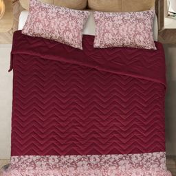 Saral Home Rose & Maroon Floral 400 GSM Double Bed Quilt-image-62