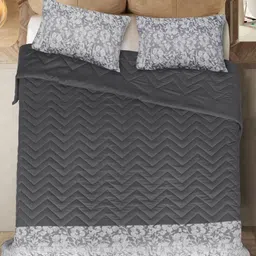 Saral Home Grey & White Floral 400 GSM Double Bed Quilt-image-48