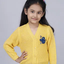 JoE Hazel Girls Self Design V-Neck Cardigan-image-90