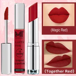 MI FASHION Set of Luscious Lips Liquid Lipstick 3.5ml -16 & Creamy Matte Lipstick 3.5g -10-55