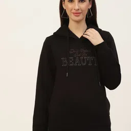 Monte Carlo Women Black Embroidered Hooded Sweatshirt-picture-18