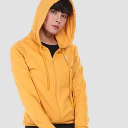 U.S. Polo Assn. Women Yellow Solid Hooded Pure Cotton Front-Open Sweatshirt-15