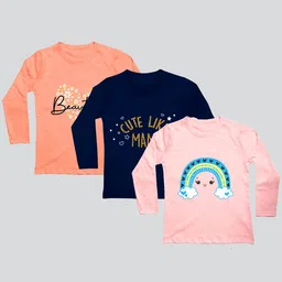 Mojua Girls Pack Of 3 Printed Bio Finish Cotton T-shirts-picture-35