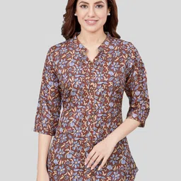 Saree Swarg Floral Printed Mandarin Collar A-Line Kurti-picture-58
