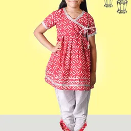 Kids On Board Girls Ethnic Motifs Printed Empire Pure Cotton Kurta With Dhoti Pants-image-53