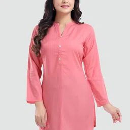 Saree Swarg Women Pink Mandarin Collar Tunic-image-96