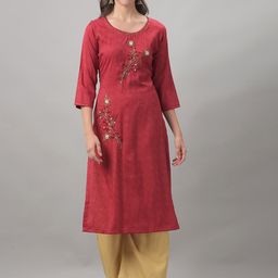 Dollar Missy Round Neck Floral Embroidered Beads And Stones Straight Kurta-image-96