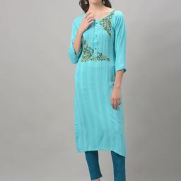 Dollar Missy Floral Embroidered Thread Work Detail Straight Kurta-image-42