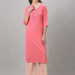 Dollar Missy Floral Yoke Design Sequined Round Neck Straight Kurta-picture-58