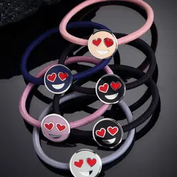 VOGUE PANASH Women Black & Red Set of 6 Ponytail Holders-7
