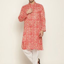 Stuffie Land Ethnic Motifs Printed Regular Pure Cotton Kurta with Pyjamas-image-72