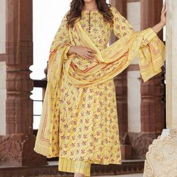 KALINI Floral Printed Pure Cotton Kurta with Palazzos & Dupatta-image-34