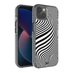 DailyObjects Black & White Zebra Waves Stride Printed IPhone 13 Mini Back Case-0