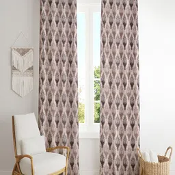 ERIC LONDON Beige& Brown 2 Pieces Ethnic Motifs Printed Room Darkening Long Door Curtains-63