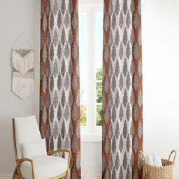 ERIC LONDON Brown & Beige 2 Pieces Ethnic Motifs Printed Room Darkening Long Door Curtains-image-63