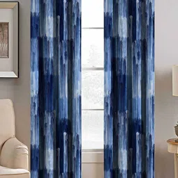 BELLA TRUE Blue & Black Set of 2 Geometric Room Darkening Long Door Curtain-image-98