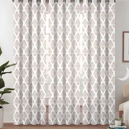 Lunar Days Beige & White 3 Pieces Ethnic Motifs Room Darkening Door Curtain-image-7