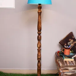 Homesake Turquoise Blue & Brown Contemporary Handcrafted Club Lamp with Shade-26