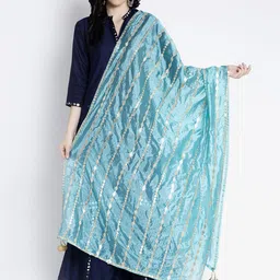 Clora Creation Striped Embellished Dupatta With Gotta Patti-image-58